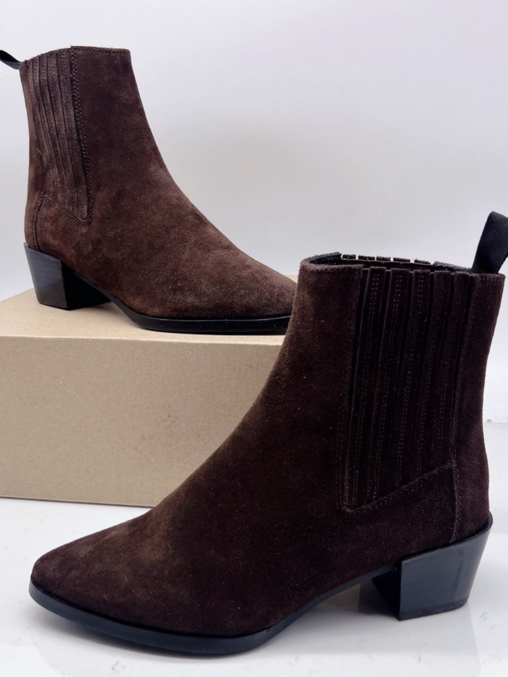 🔹 New! Rag & Bone Rylee Mocha Suede Chelsea Boots Chocolate Brown Size 8 - Picture 2 of 12